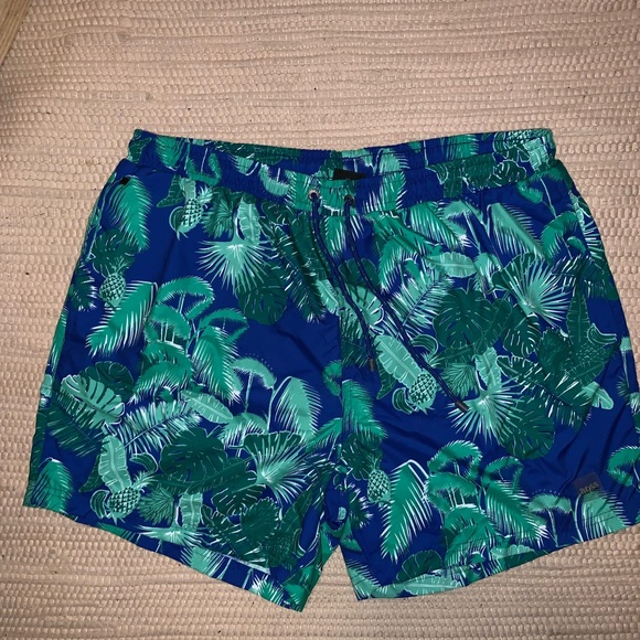 NEW HUGO BOSS blue green swim trunks shorts swimsuit Piranha small medium large